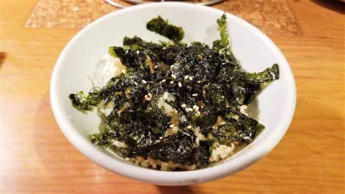 元氣七輪焼肉「牛繁」の韓国海苔のタレご飯