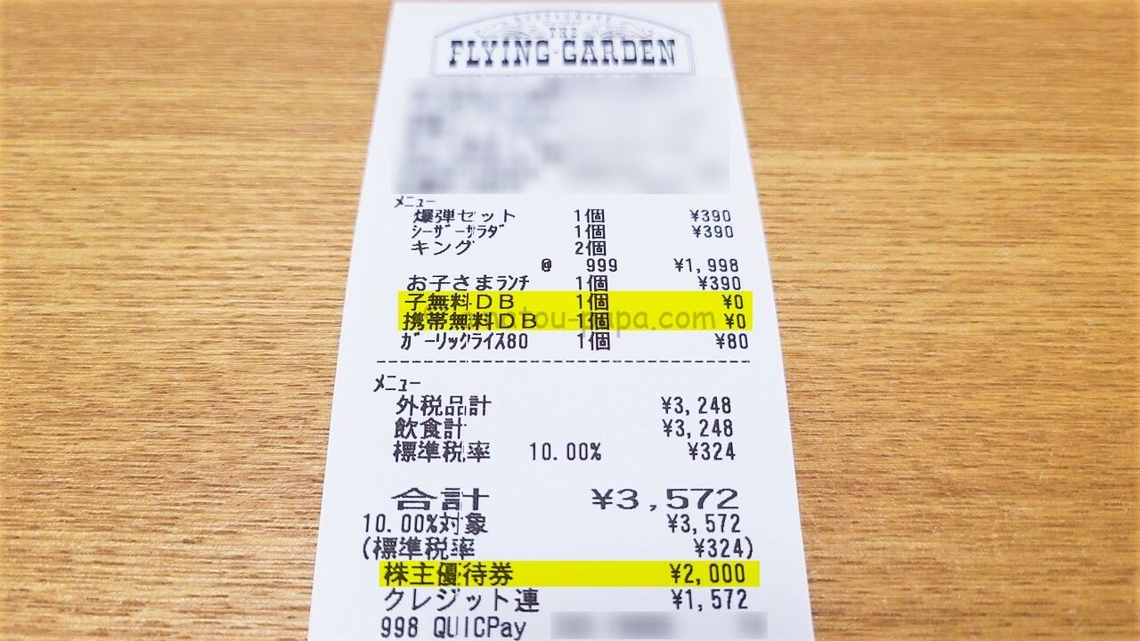 フライングガーデン 株主優待券（12000円分） - blog.knak.jp