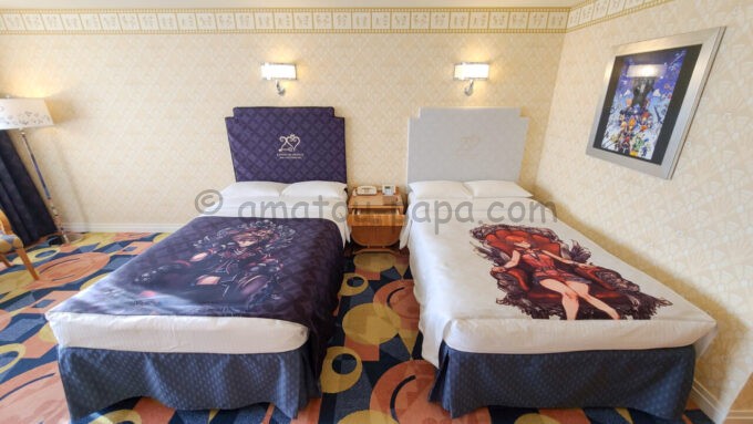 ディズニーアンバサダーホテル「キングダム ハーツ 20thアニバーサリースペシャルルーム」のベッド